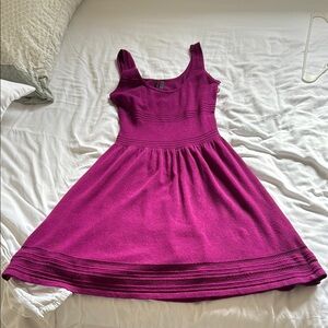 GUESS brand fuschia fit and flare sweater knit dress with stretch.
